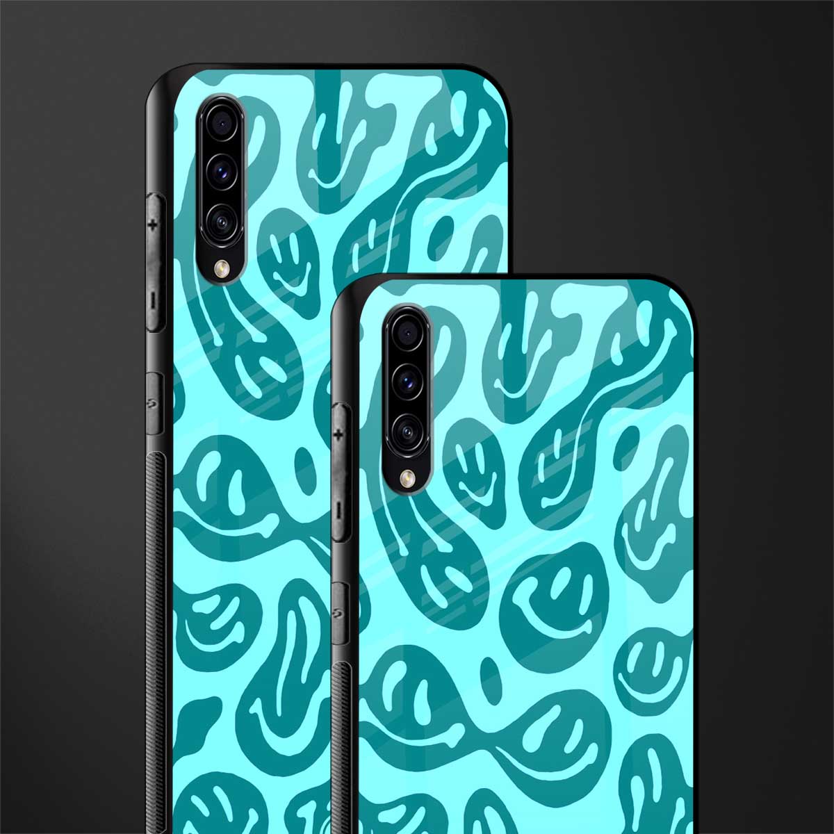 acid smiles turquoise edition glass case for samsung galaxy a70 image-2