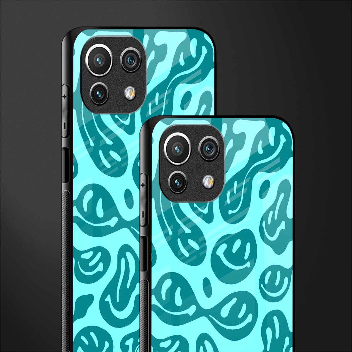 acid smiles turquoise edition glass case for mi 11 lite image-2