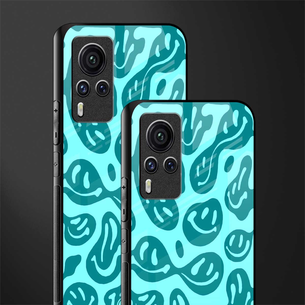 acid smiles turquoise edition glass case for vivo x60 pro image-2