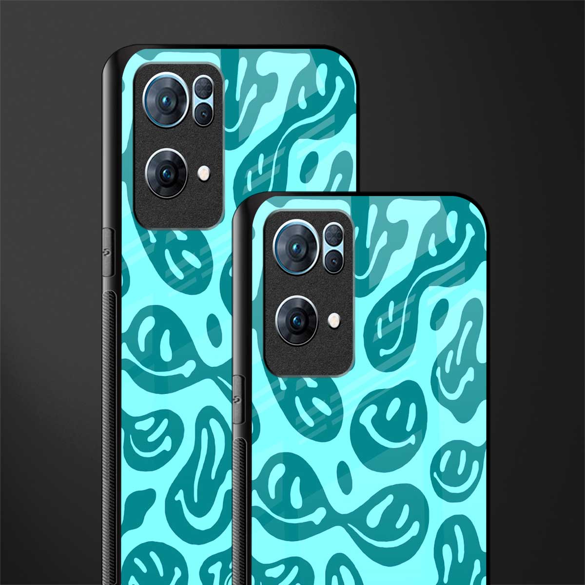 acid smiles turquoise edition glass case for oppo reno7 pro 5g image-2