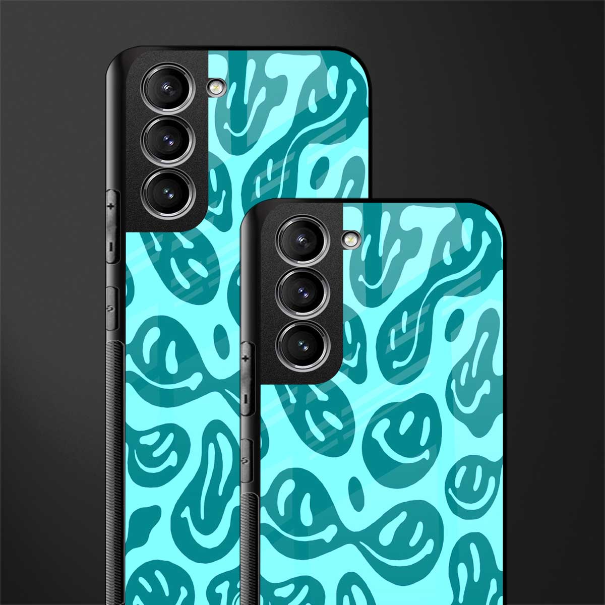 acid smiles turquoise edition glass case for samsung galaxy s21 fe 5g image-2
