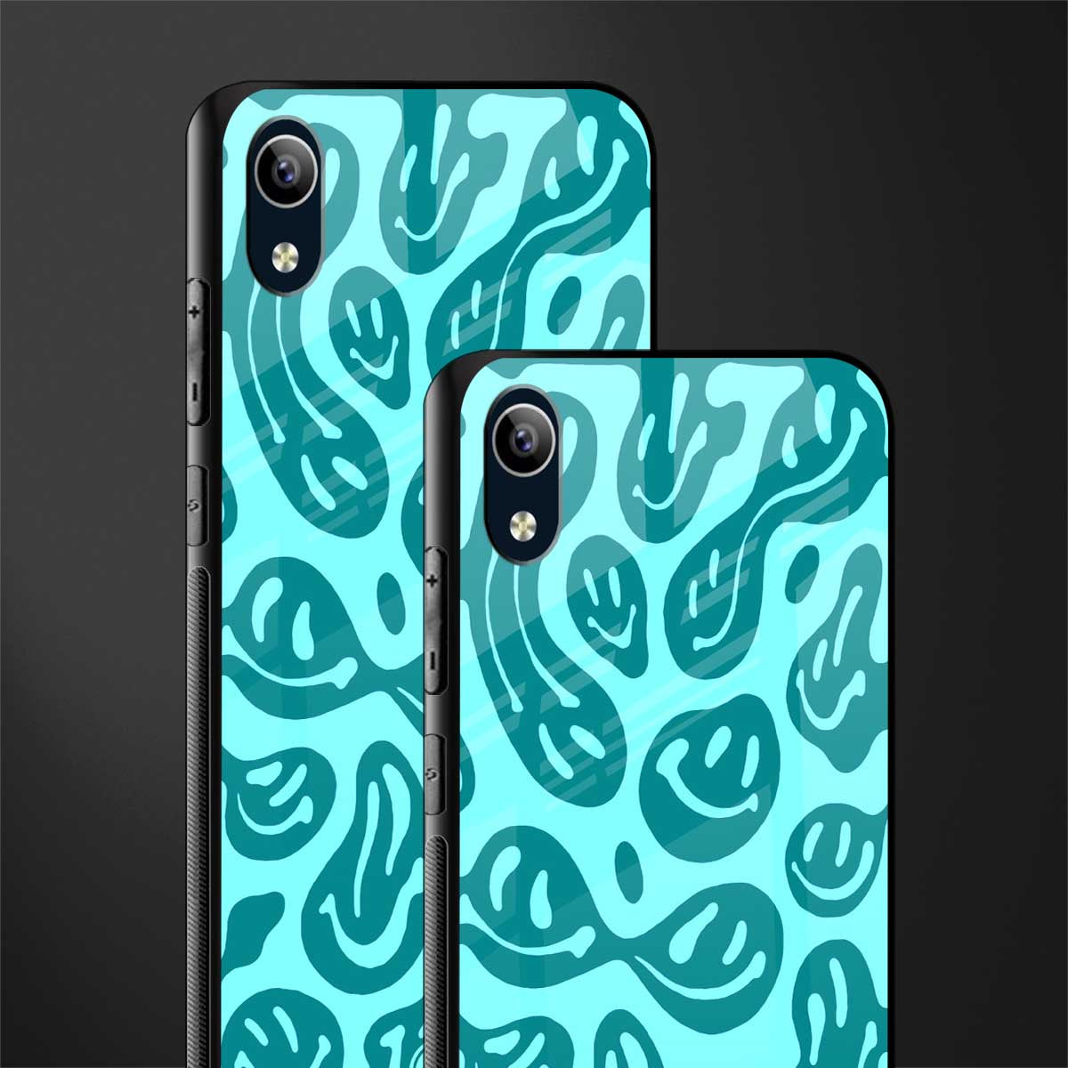 acid smiles turquoise edition glass case for vivo y90 image-2