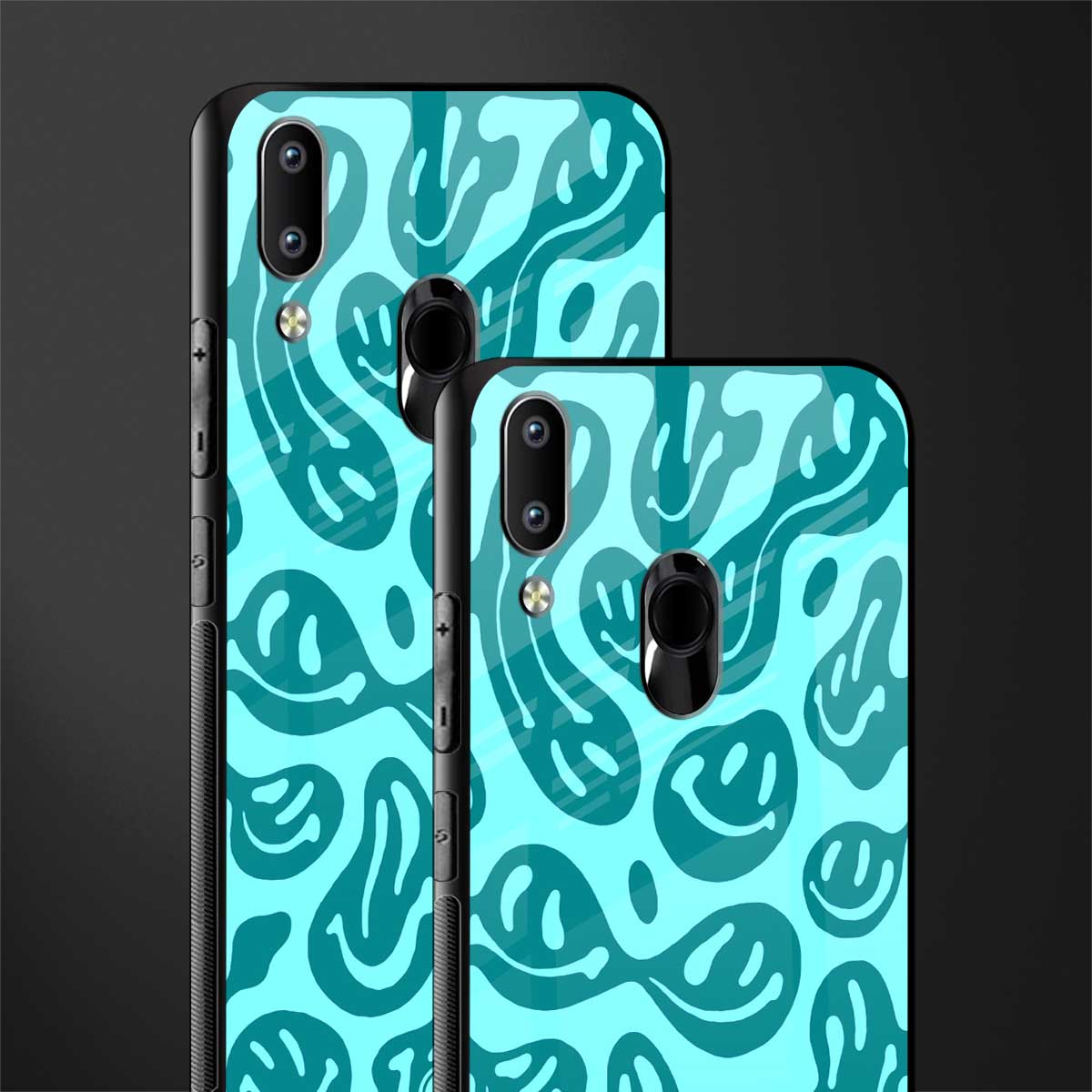 acid smiles turquoise edition glass case for vivo y91 image-2