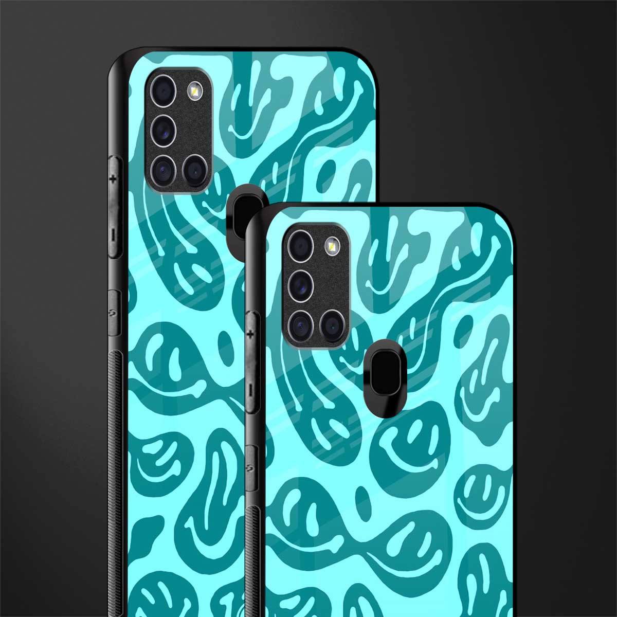 acid smiles turquoise edition glass case for samsung galaxy a21s image-2