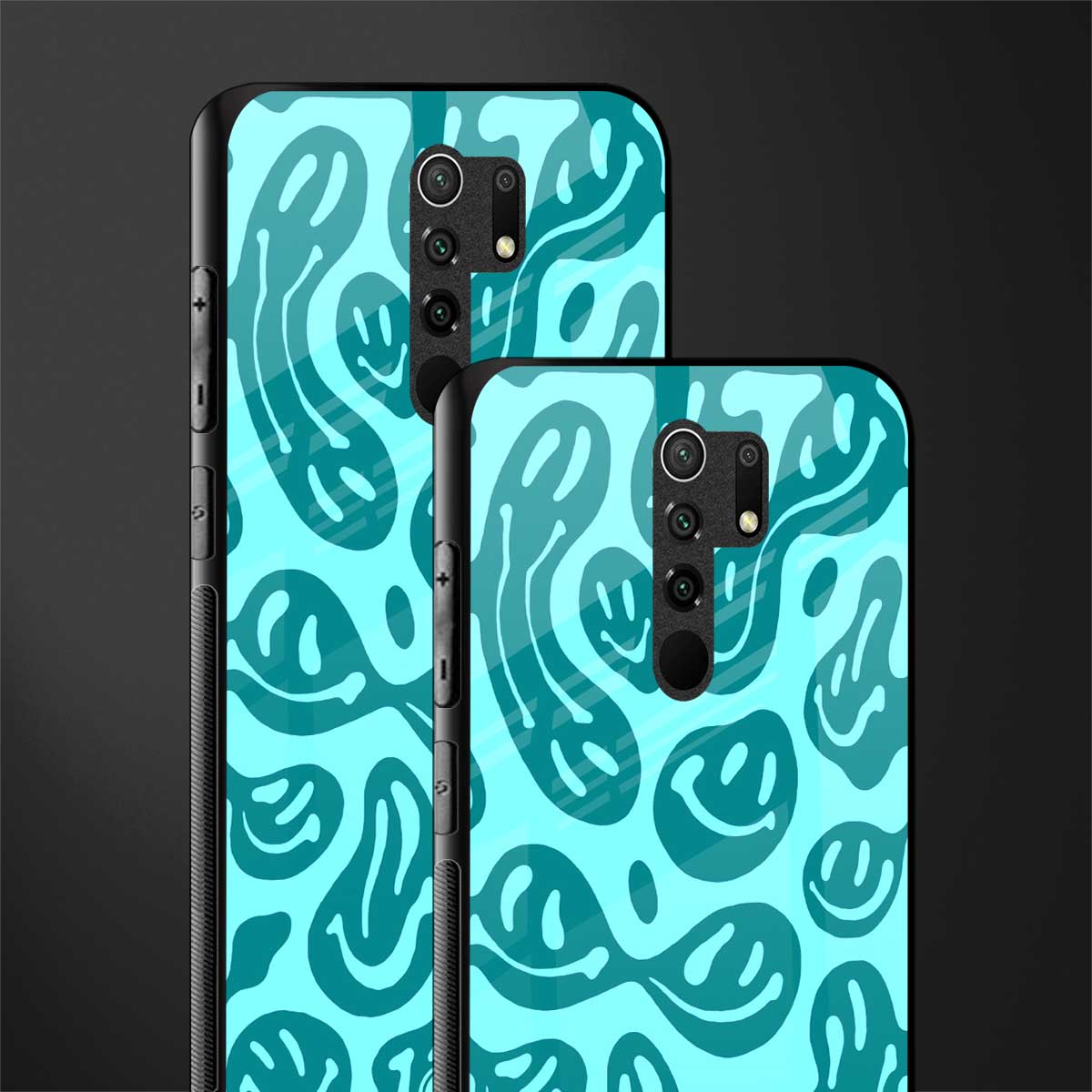 acid smiles turquoise edition glass case for poco m2 reloaded image-2