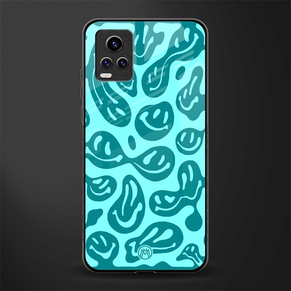 acid smiles turquoise edition glass case for vivo v20 image