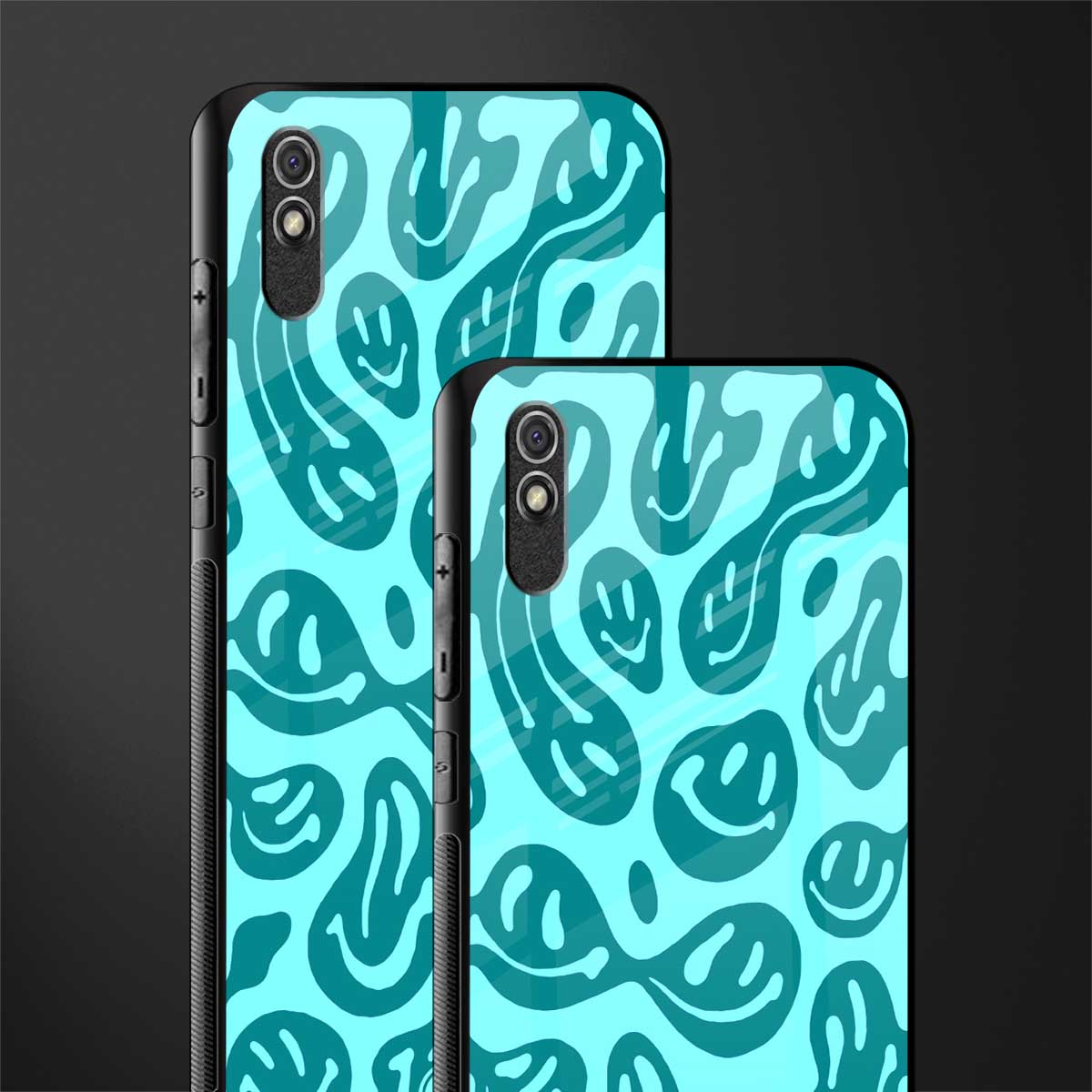 acid smiles turquoise edition glass case for redmi 9a image-2
