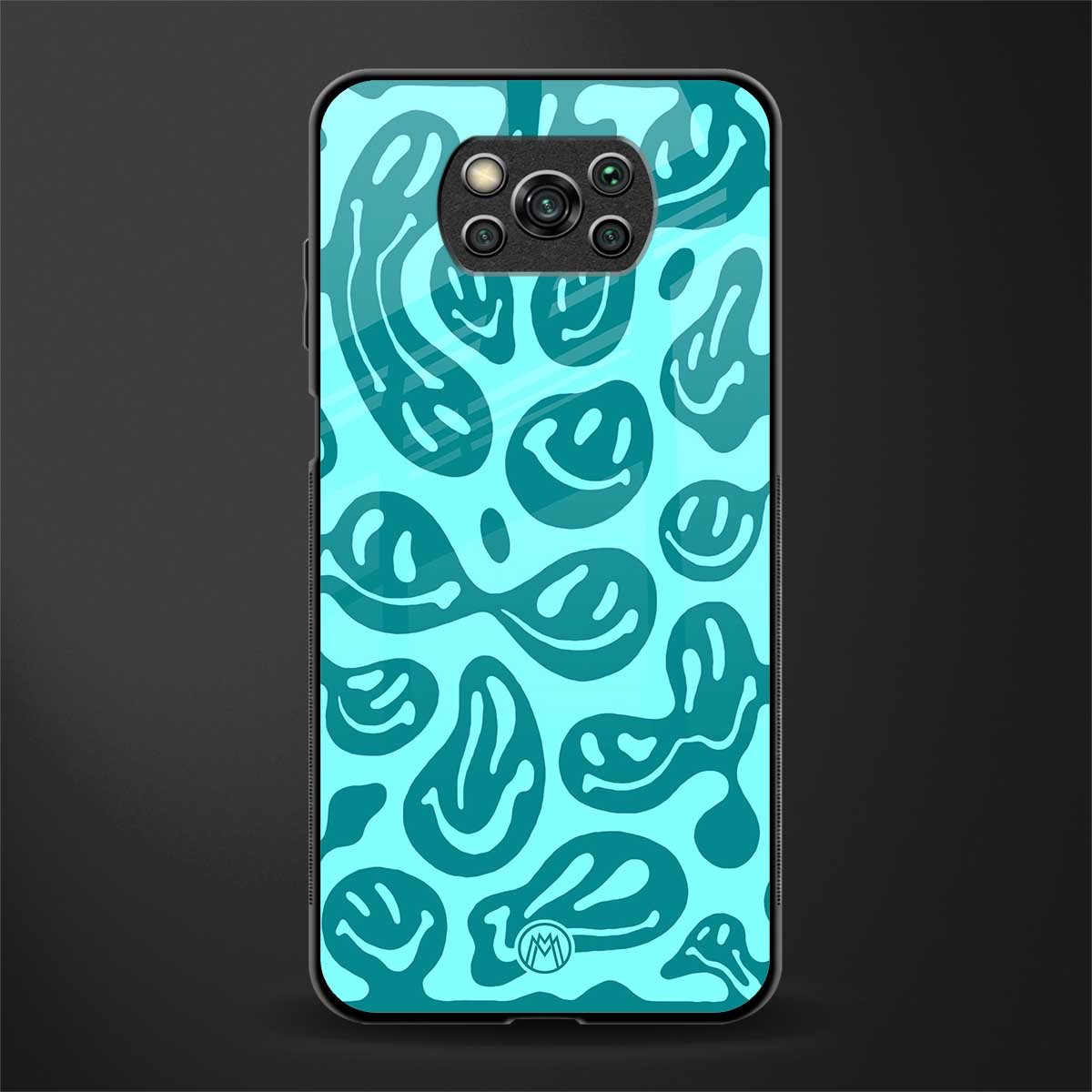 acid smiles turquoise edition glass case for poco x3 image