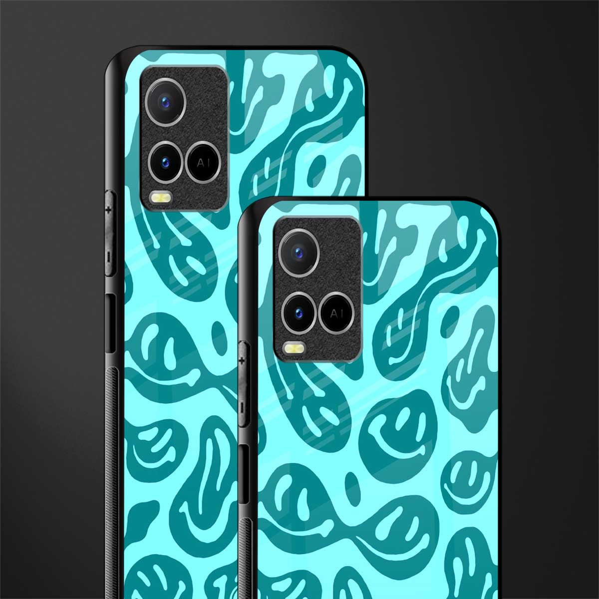 acid smiles turquoise edition glass case for vivo y33s vivo y33t image-2
