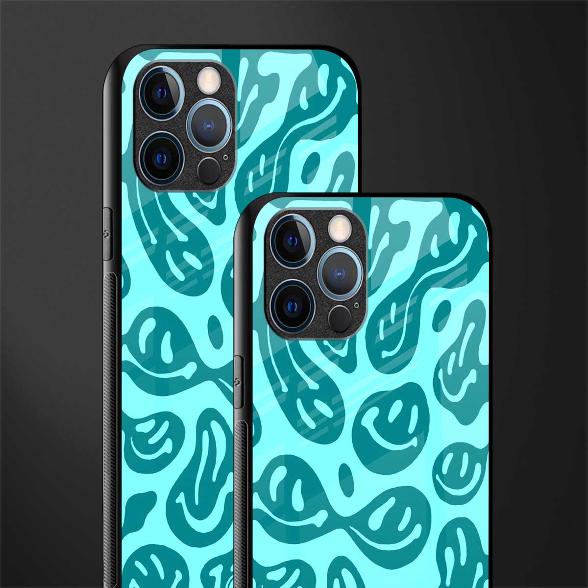 acid smiles turquoise edition glass case for iphone 12 pro max image-2