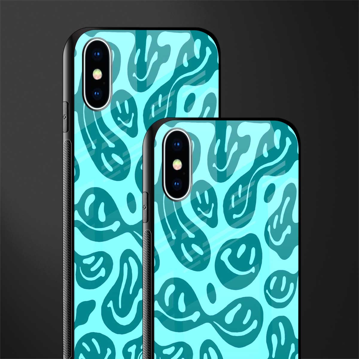 acid smiles turquoise edition glass case for iphone xs image-2