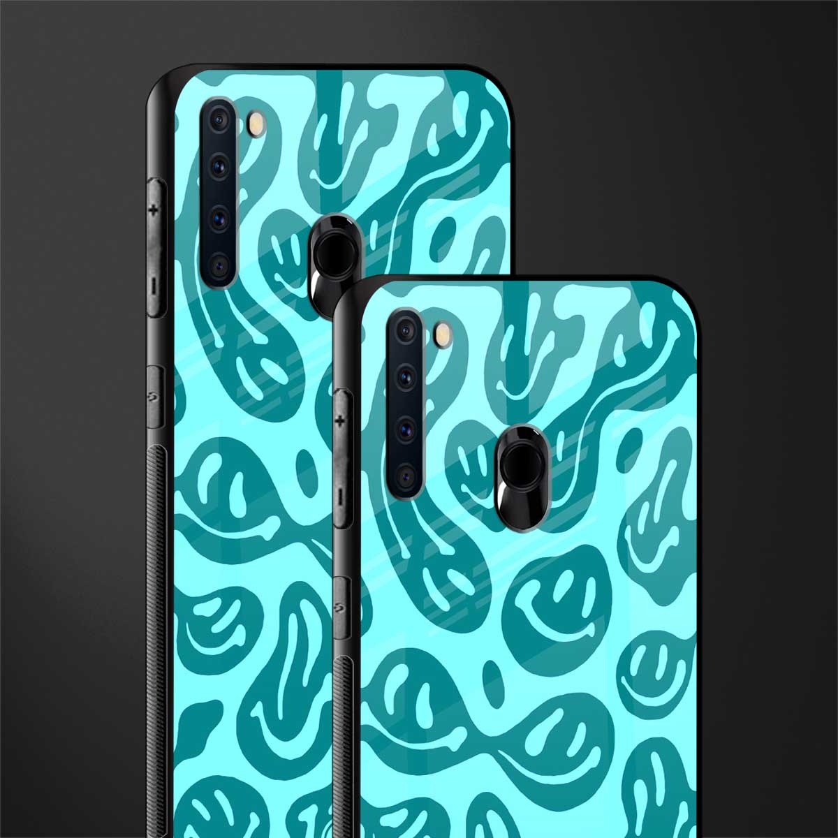 acid smiles turquoise edition glass case for samsung a21 image-2