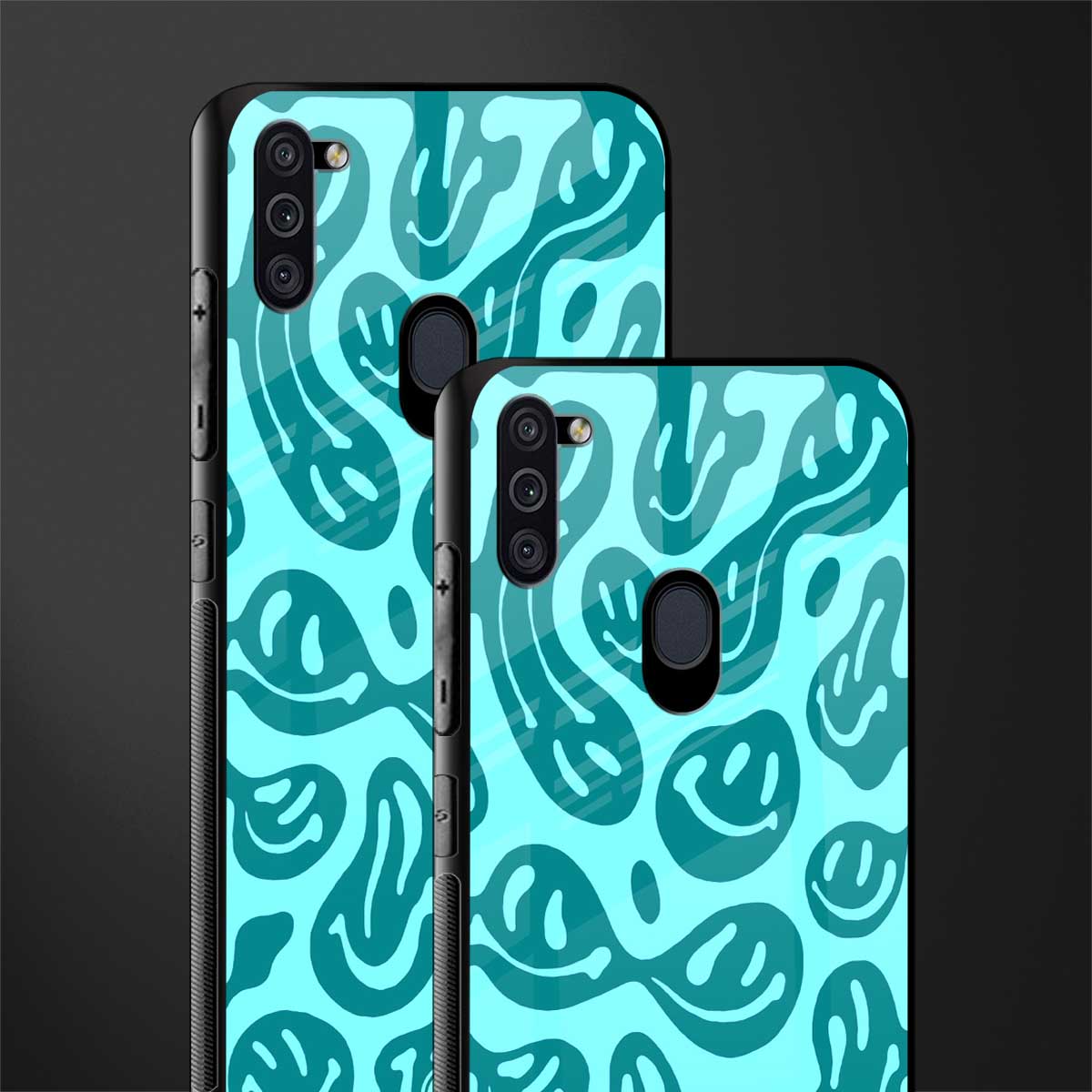 acid smiles turquoise edition glass case for samsung galaxy m11 image-2