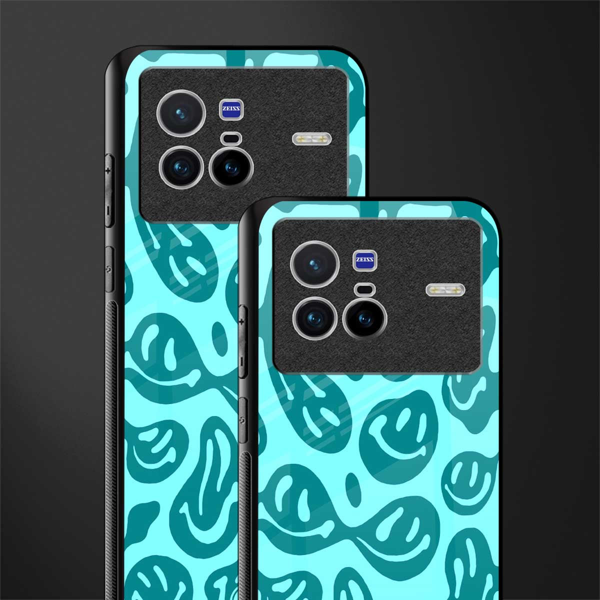 acid smiles turquoise edition glass case for vivo x80 image-2