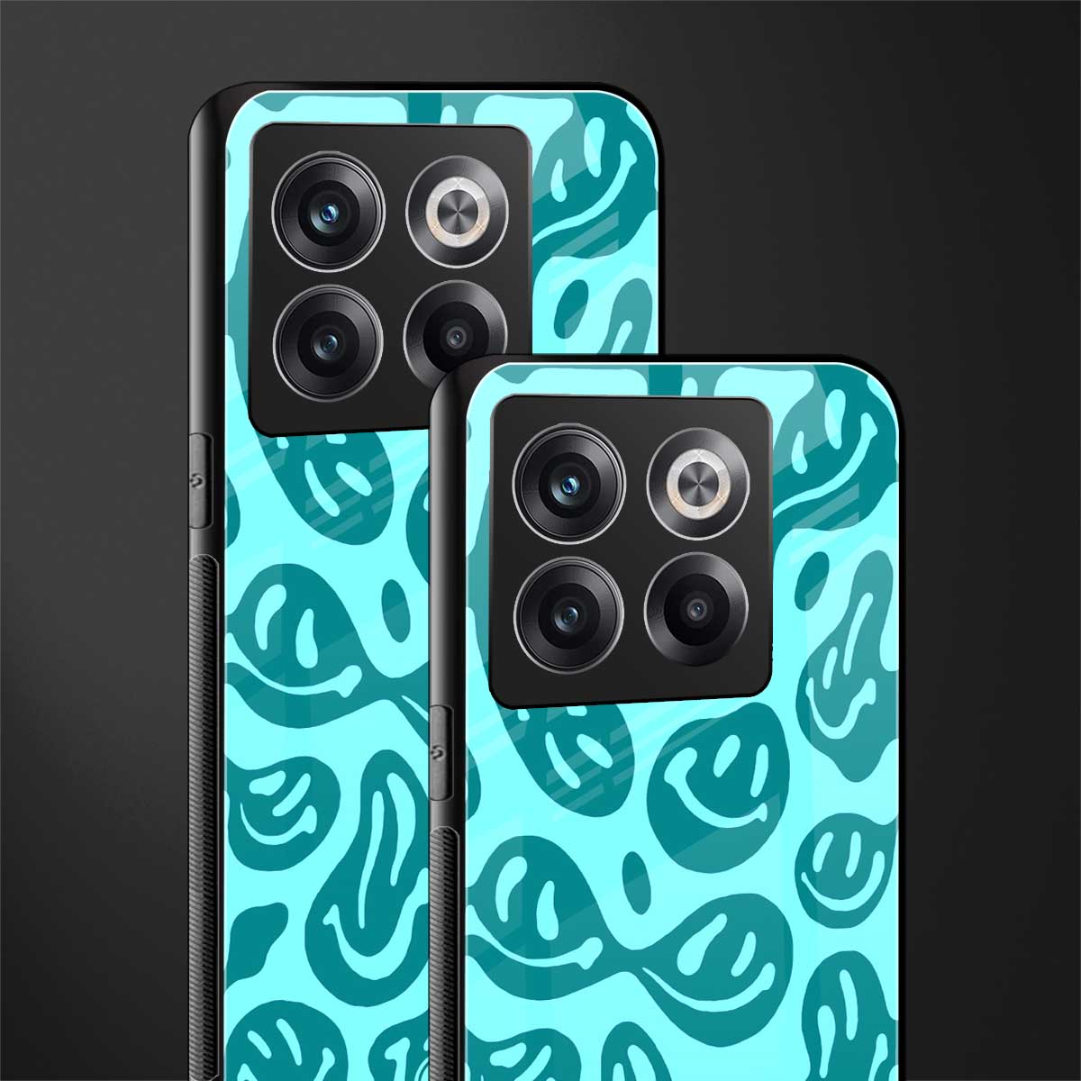 acid smiles turquoise edition back phone cover | glass case for oneplus 10t