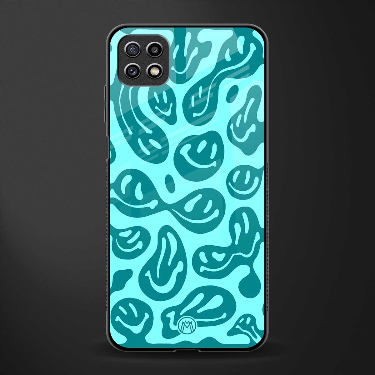 acid smiles turquoise edition back phone cover | glass case for samsung galaxy f42