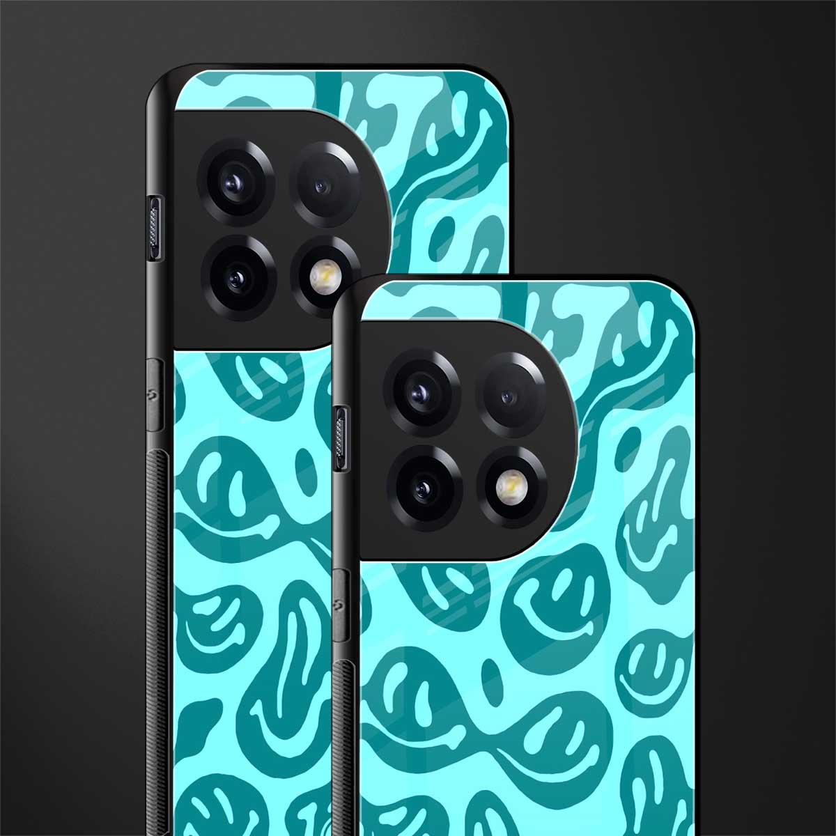 acid smiles turquoise edition back phone cover | glass case for oneplus 11r