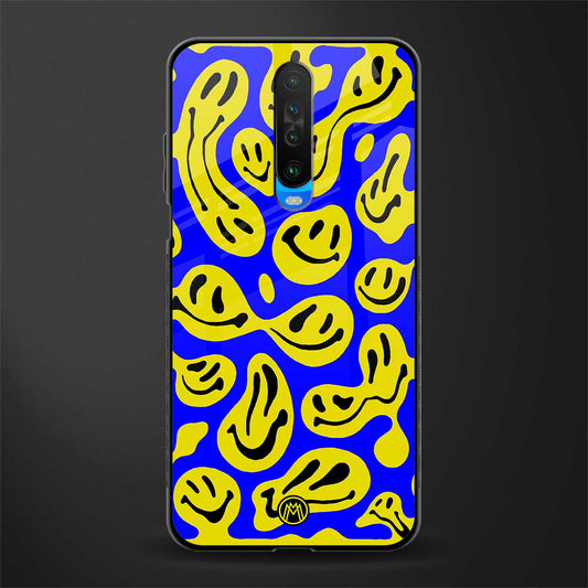 acid smiles yellow blue glass case for poco x2 image