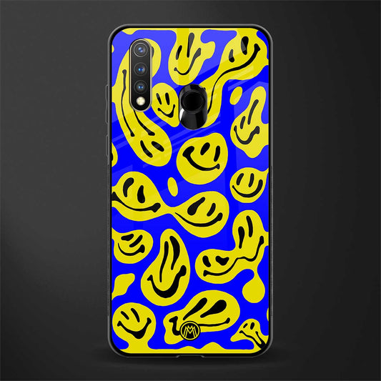 acid smiles yellow blue glass case for vivo y19 image