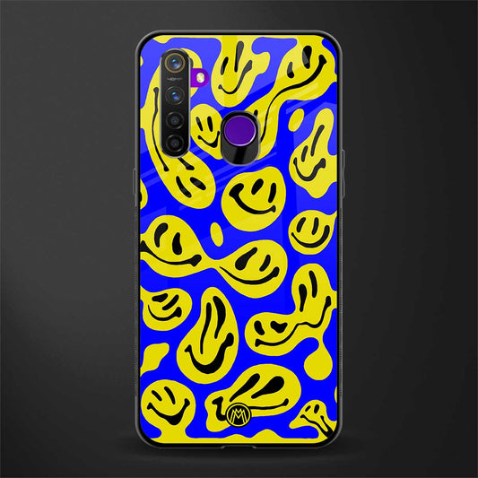 acid smiles yellow blue glass case for realme 5 pro image