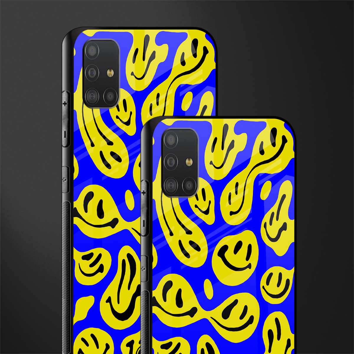 acid smiles yellow blue glass case for samsung galaxy a51 image-2