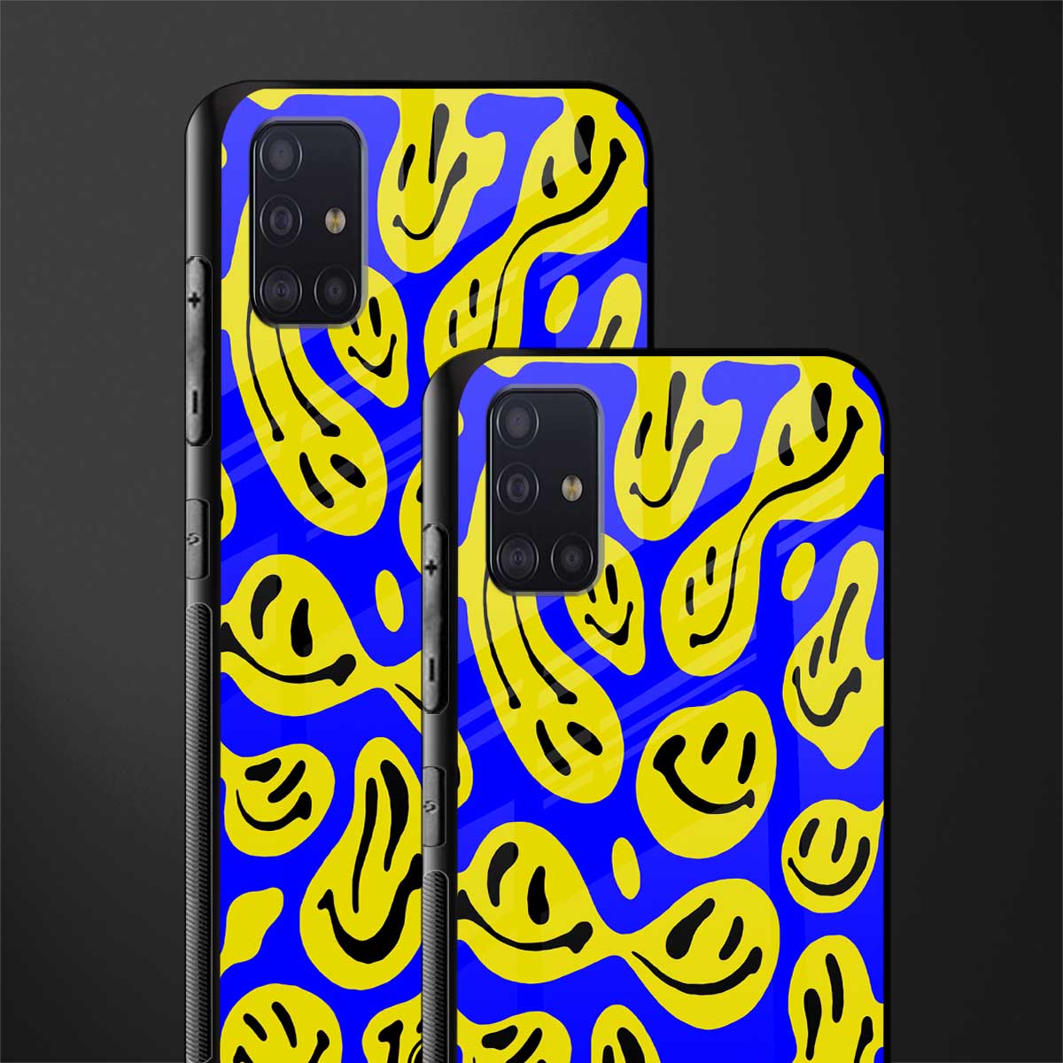 acid smiles yellow blue glass case for samsung galaxy a71 image-2