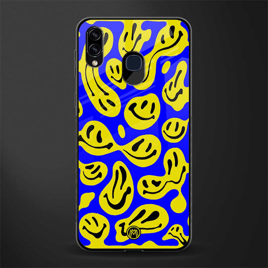 acid smiles yellow blue glass case for samsung galaxy a20 image
