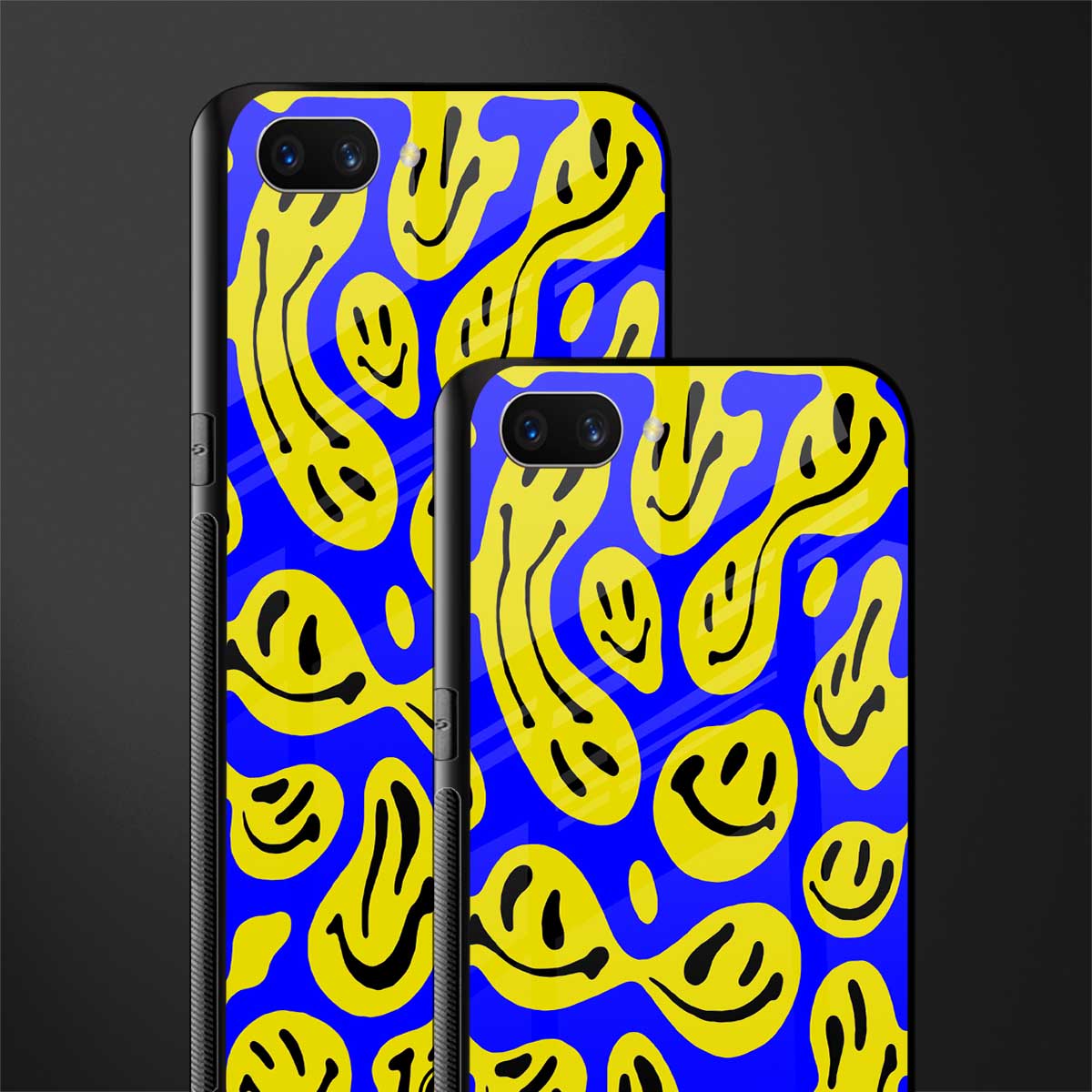acid smiles yellow blue glass case for realme c1 image-2