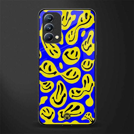 acid smiles yellow blue glass case for oppo f19s image