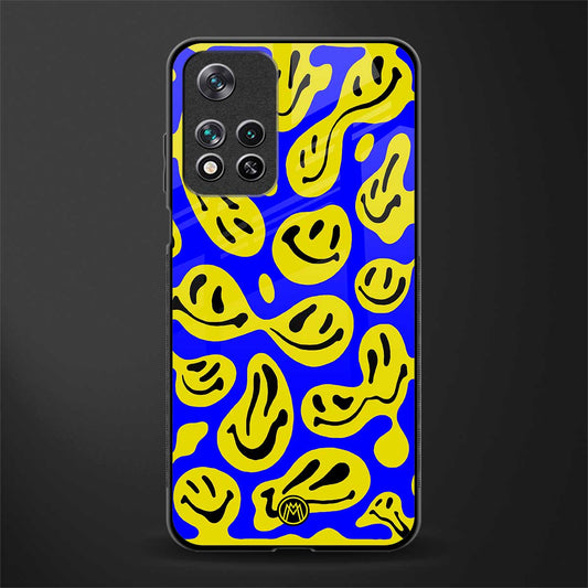 acid smiles yellow blue glass case for xiaomi 11i 5g image