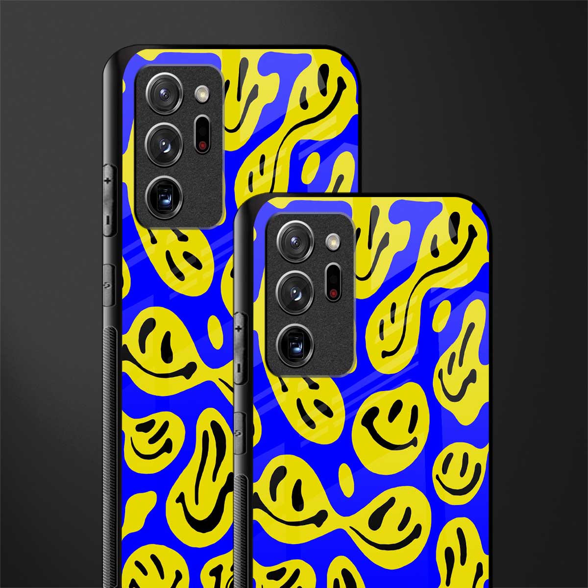 acid smiles yellow blue glass case for samsung galaxy note 20 ultra 5g image-2