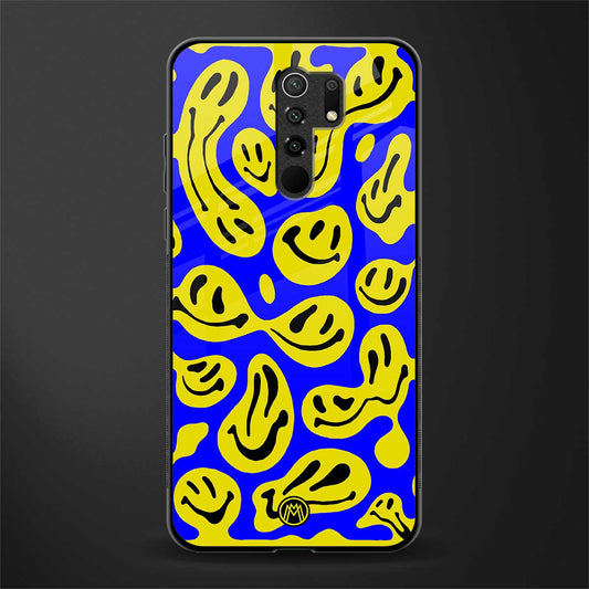 acid smiles yellow blue glass case for poco m2 reloaded image