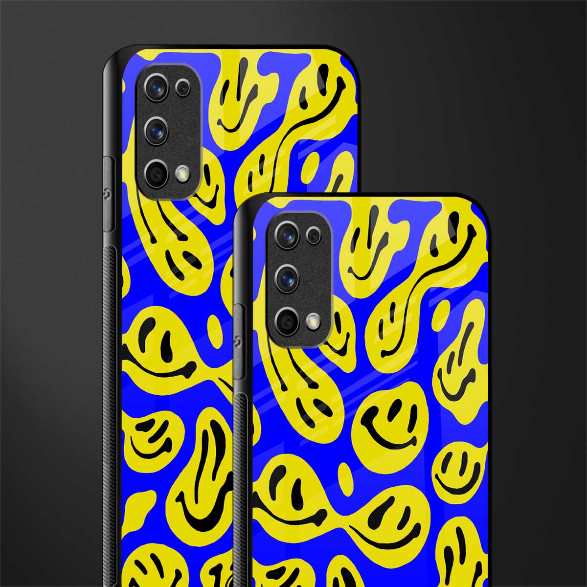 acid smiles yellow blue glass case for realme 7 pro image-2
