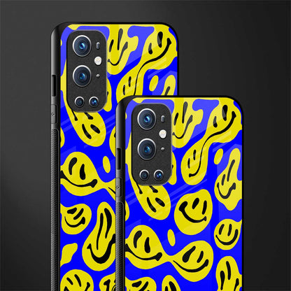 acid smiles yellow blue glass case for oneplus 9 pro image-2
