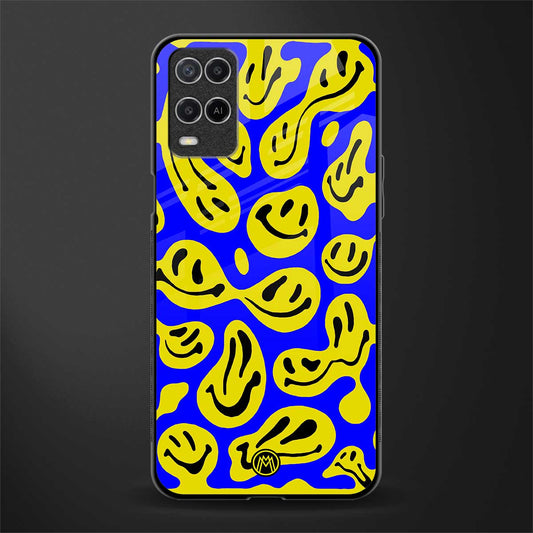 acid smiles yellow blue glass case for oppo a54 image