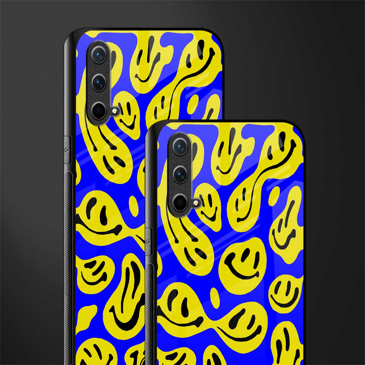 acid smiles yellow blue glass case for oneplus nord ce 5g image-2