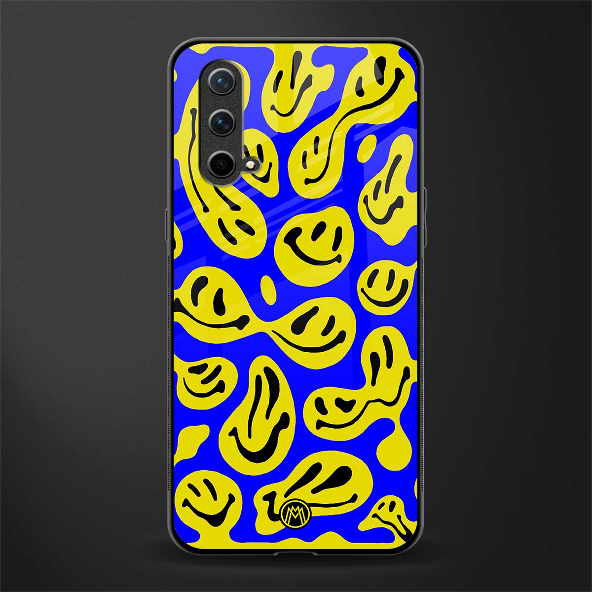 acid smiles yellow blue glass case for oneplus nord ce 5g image
