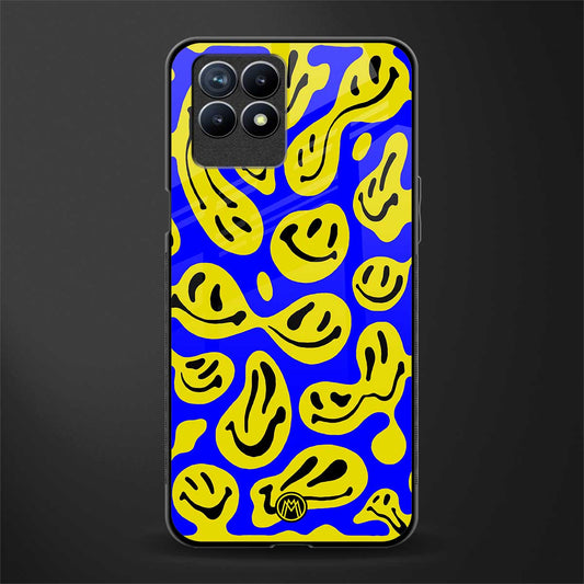 acid smiles yellow blue glass case for realme 8i image