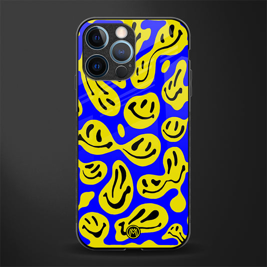 acid smiles yellow blue glass case for iphone 14 pro image