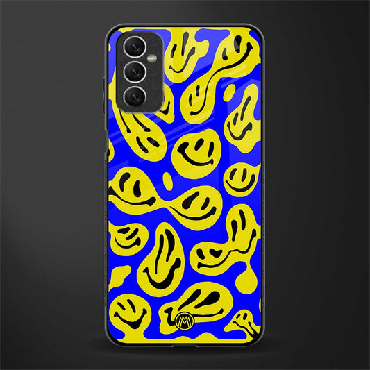acid smiles yellow blue glass case for samsung galaxy m52 5g image