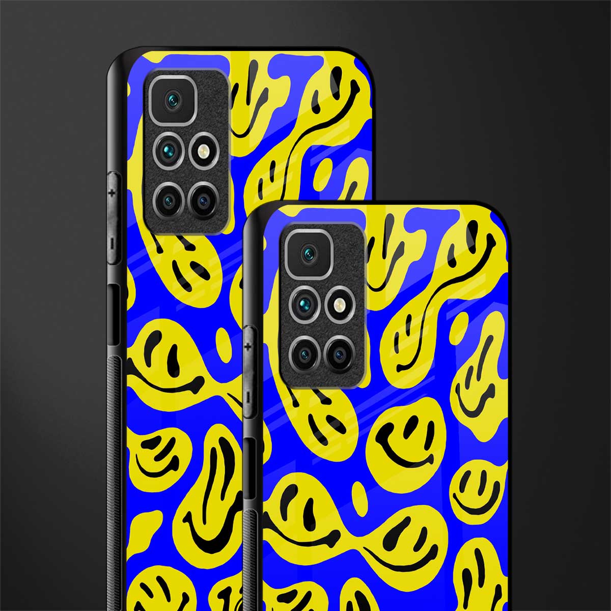 acid smiles yellow blue glass case for redmi 10 prime image-2