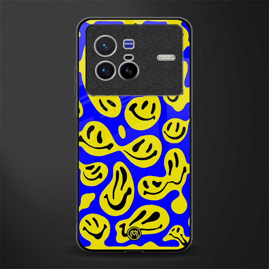 acid smiles yellow blue glass case for vivo x80 image