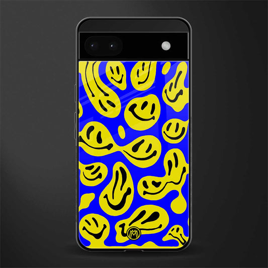 acid smiles yellow blue back phone cover | glass case for google pixel 6a
