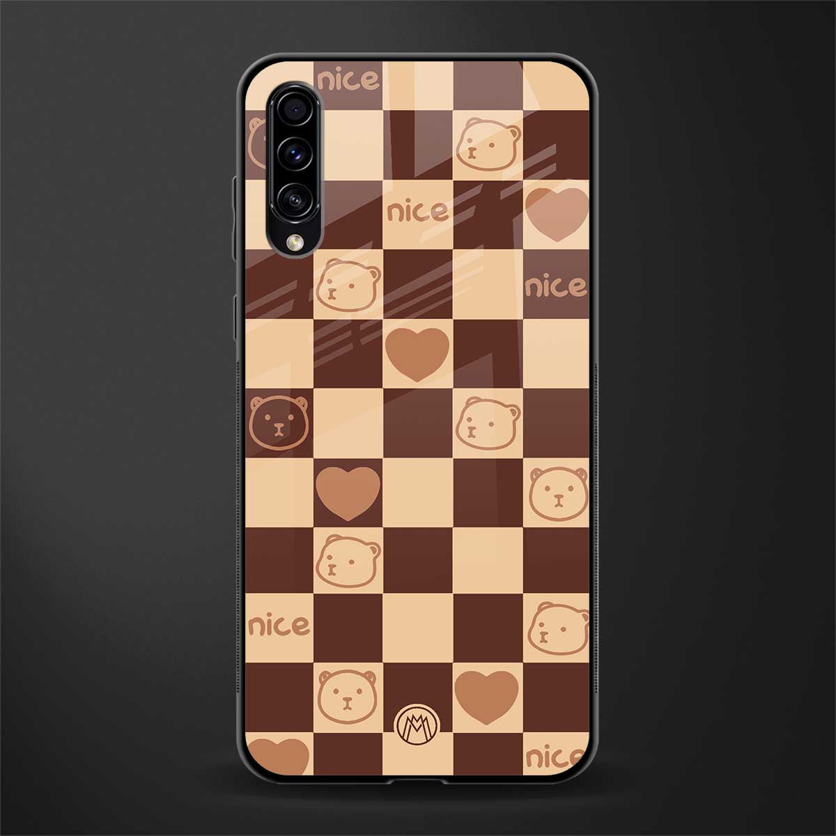 aesthetic bear pattern brown edition glass case for samsung galaxy a70 image