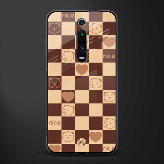 aesthetic bear pattern brown edition glass case for redmi k20 image