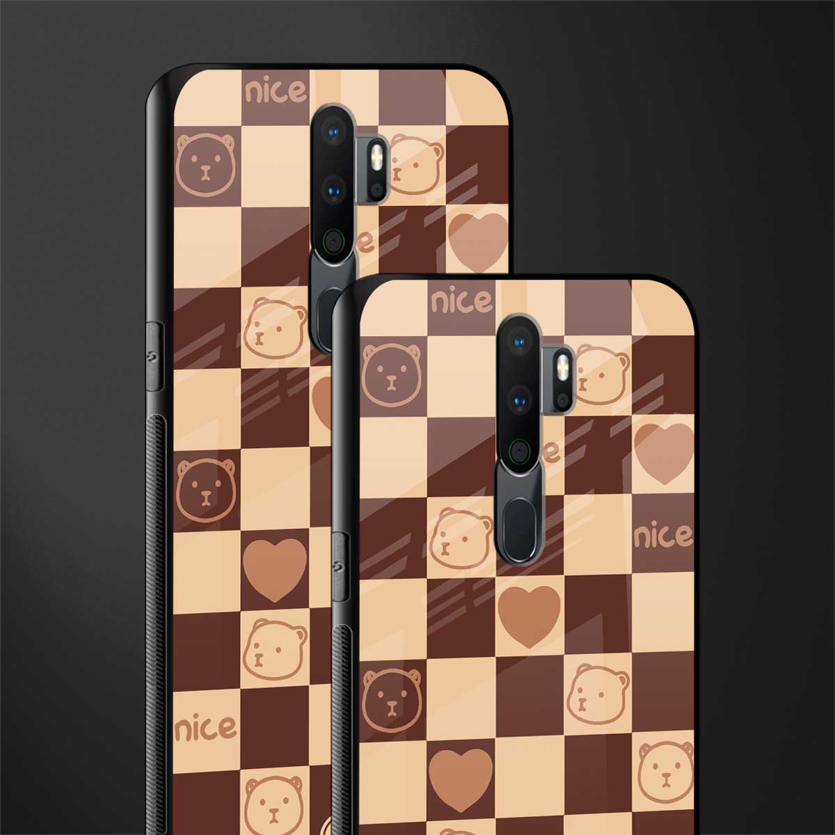 aesthetic bear pattern brown edition glass case for oppo a5 2020 image-2