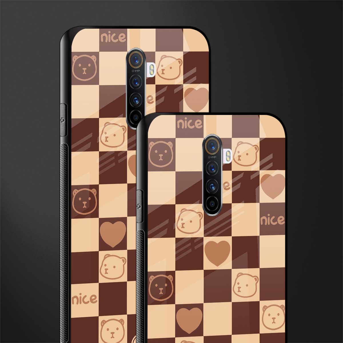 aesthetic bear pattern brown edition glass case for realme x2 pro image-2