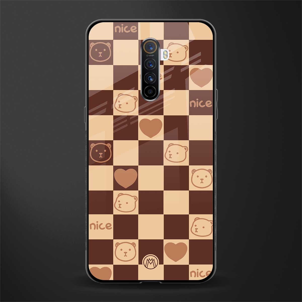aesthetic bear pattern brown edition glass case for realme x2 pro image