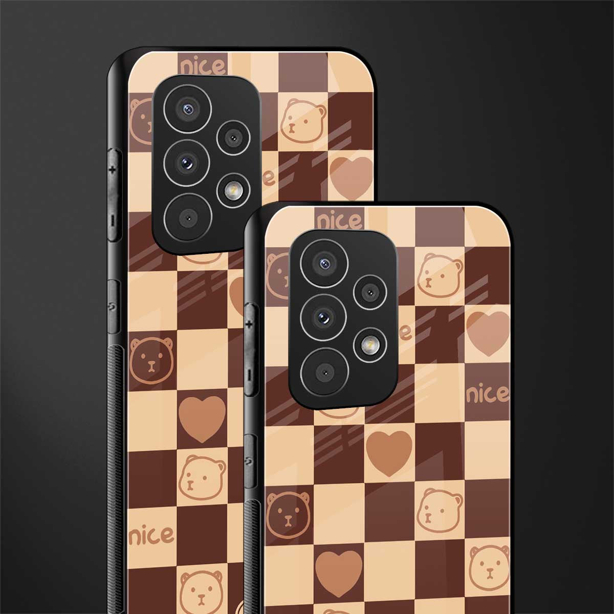 aesthetic bear pattern brown edition back phone cover | glass case for samsung galaxy a53 5g