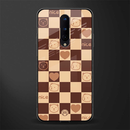 aesthetic bear pattern brown edition glass case for oneplus 8 image